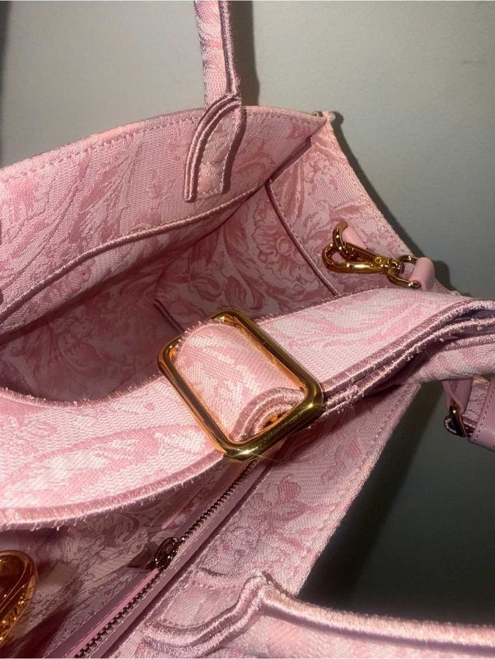 Versace Small Athena Tote Pink Jacquard
